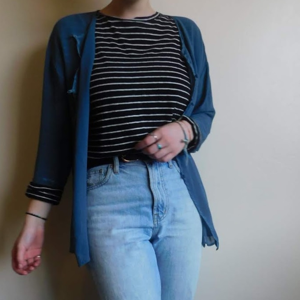 Eileen Fisher Blue Sheer Cardigan